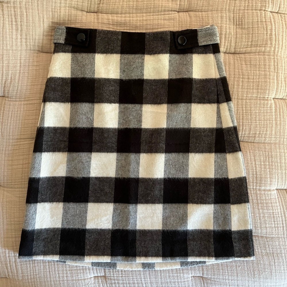 NWT LOFT Buffalo Plaid Wool-Blend Shift Skirt - Picture 3 of 11
